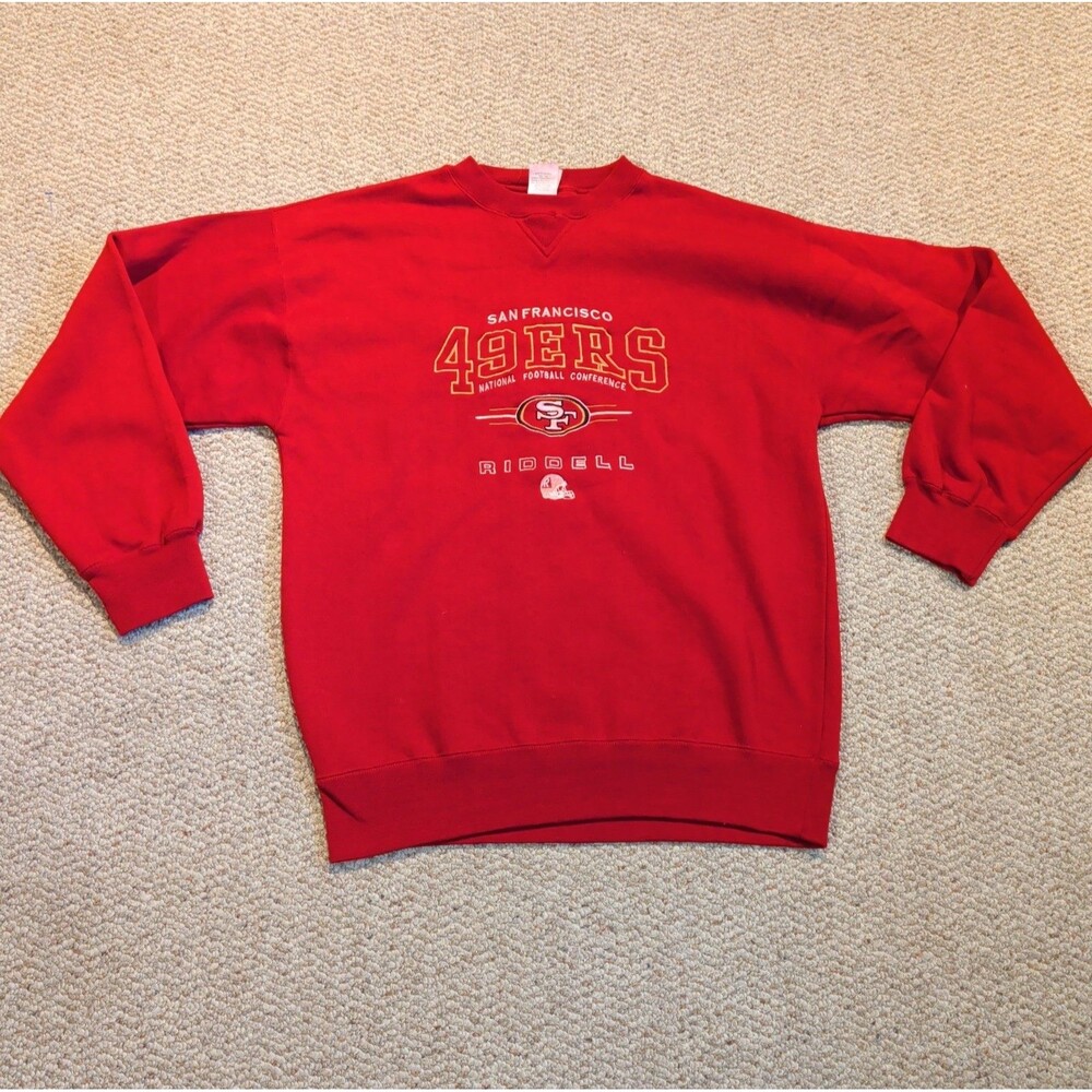 Vintage San Francisco 49ers Crewneck Sweatshirt Mens L Embroidered Riddell 90s